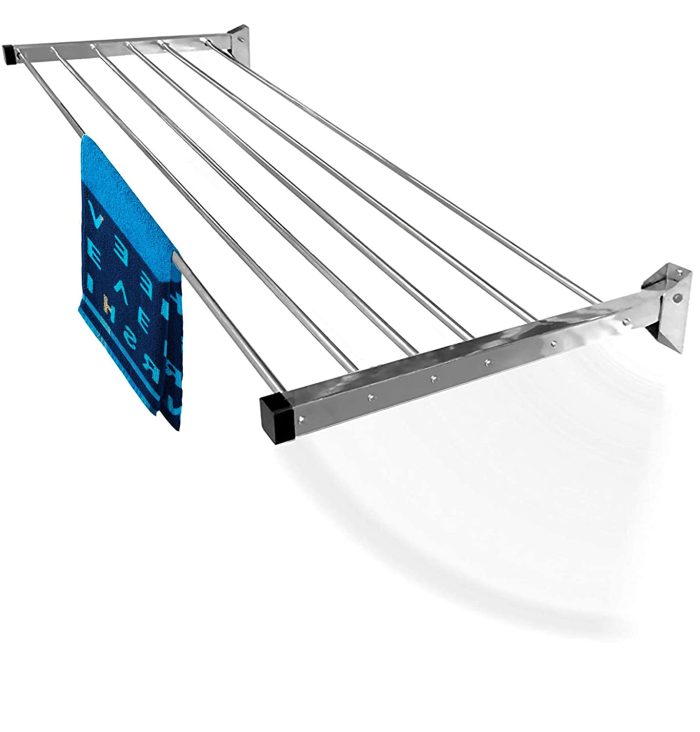 Heavy Duty 6 Pipes Stainless Steel Foldable Wall Mounted Cloth Drying Stand 2 3 4 5 Feet The Synergy Store