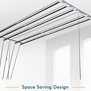 Stainless Steel Full Frame Single Rope Ceiling Cloth Drying Rack in North  India, Silver, Size: 6 Feet at Rs 1700/piece in Delhi